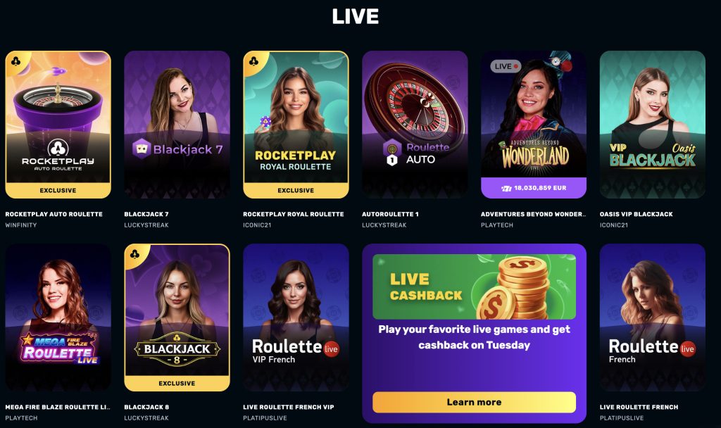 rocket play live casino
