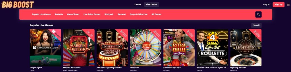 big boost live casino games