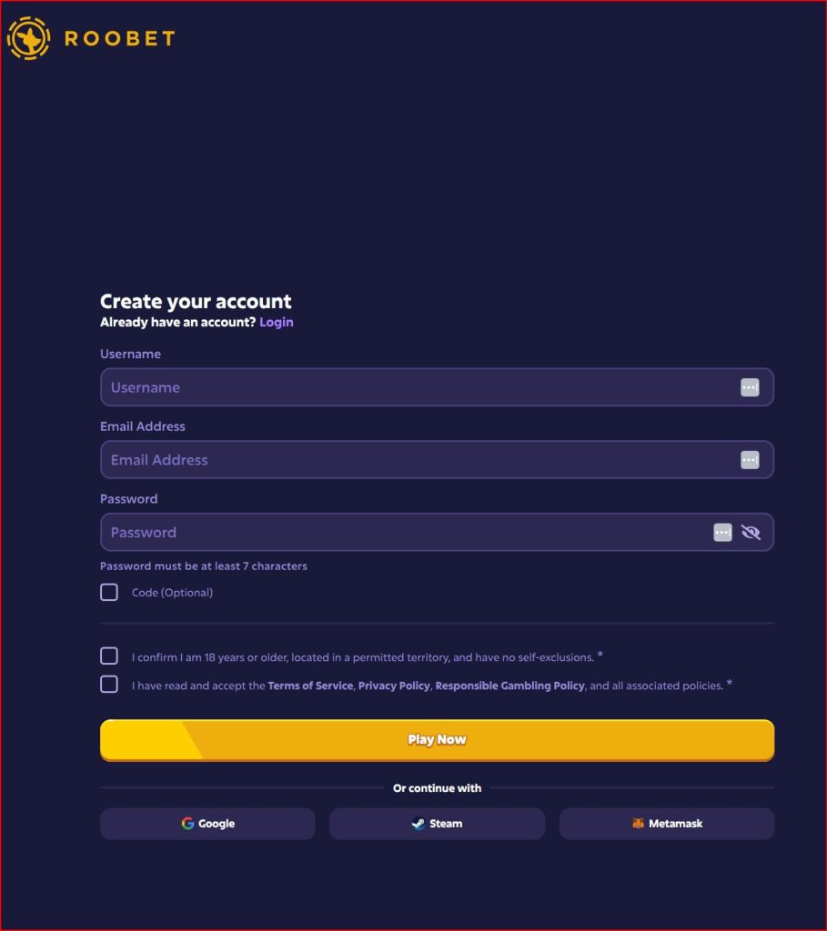 roobet casino registration