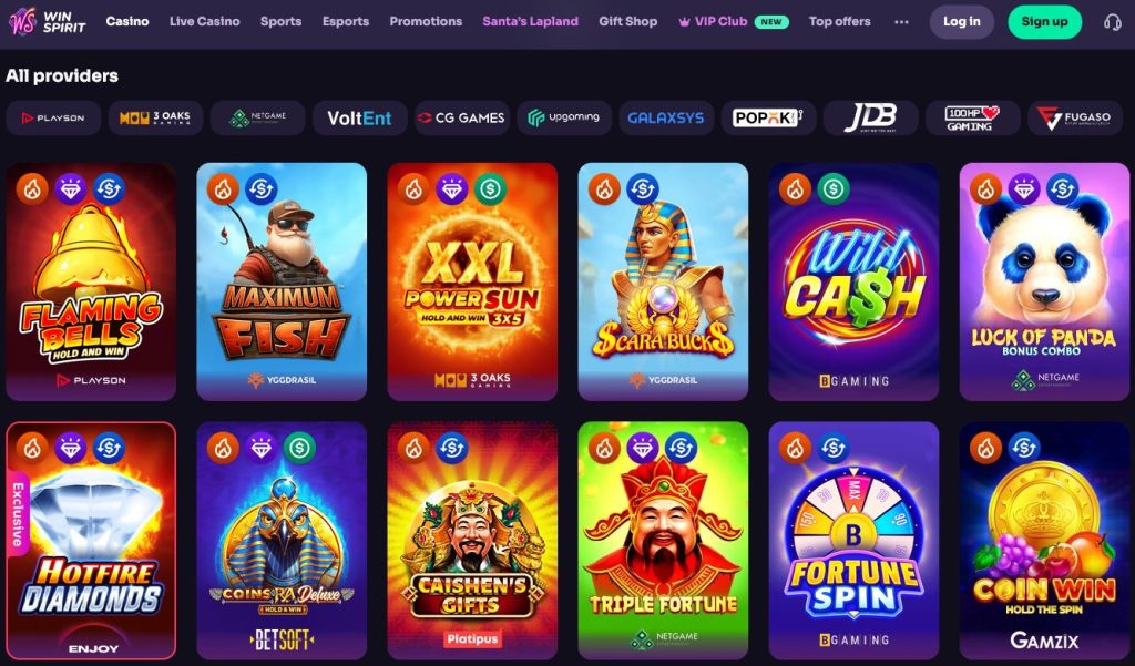 winspirit casino games section